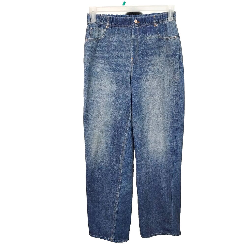 Anybody Women's Pants SweatPant Size Small Denim Jean Print Blue Elastic Waist